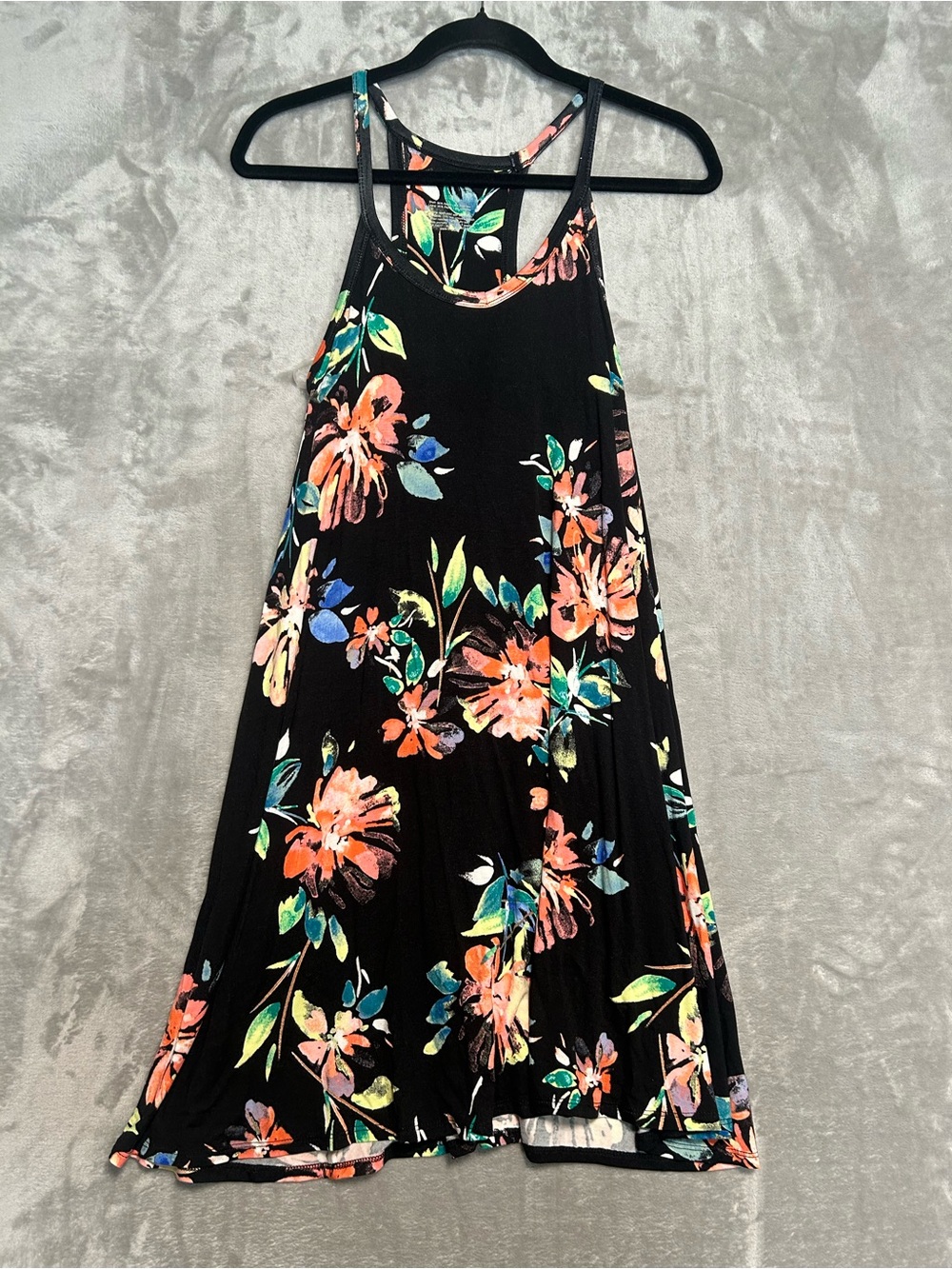 So Racerback Knit Built In Bra Dress Women’s Small Tropical Black